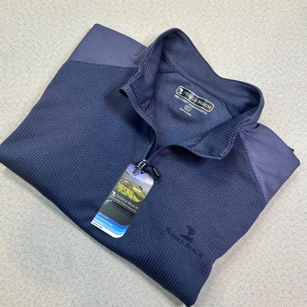 Pebble Beach Golf Pullover Mens XL Blue 1/4 Zip Dry-Luxe Performance NEW